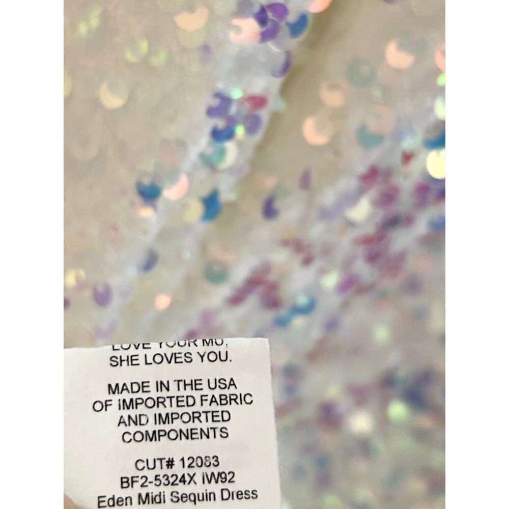 Show Me Your Mumu Eden Midi Dress in White Sparkle Sequins 3X NWT - Picture 5 of 6
